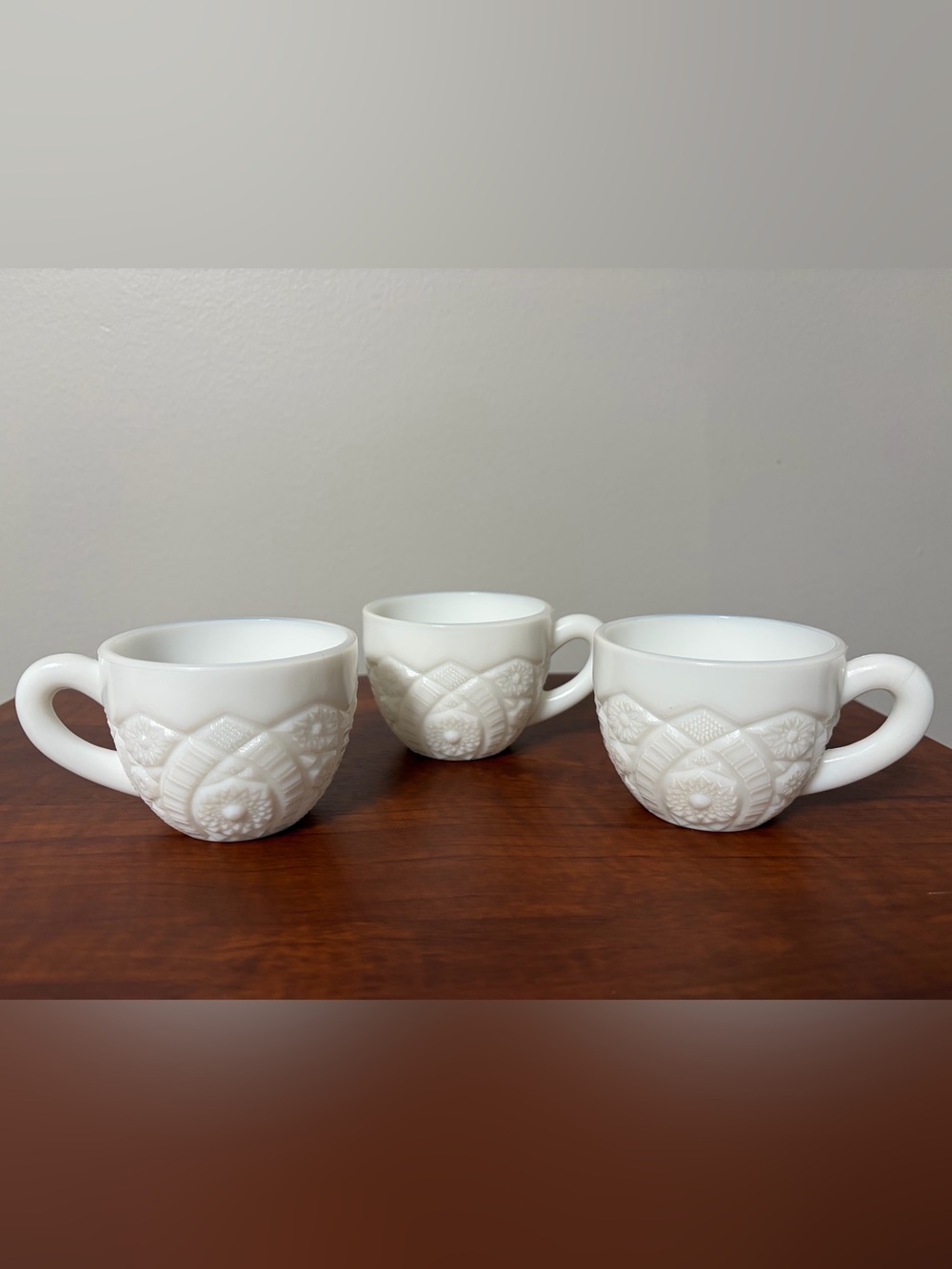 Set of 3 Milk Glass Punch Cups
